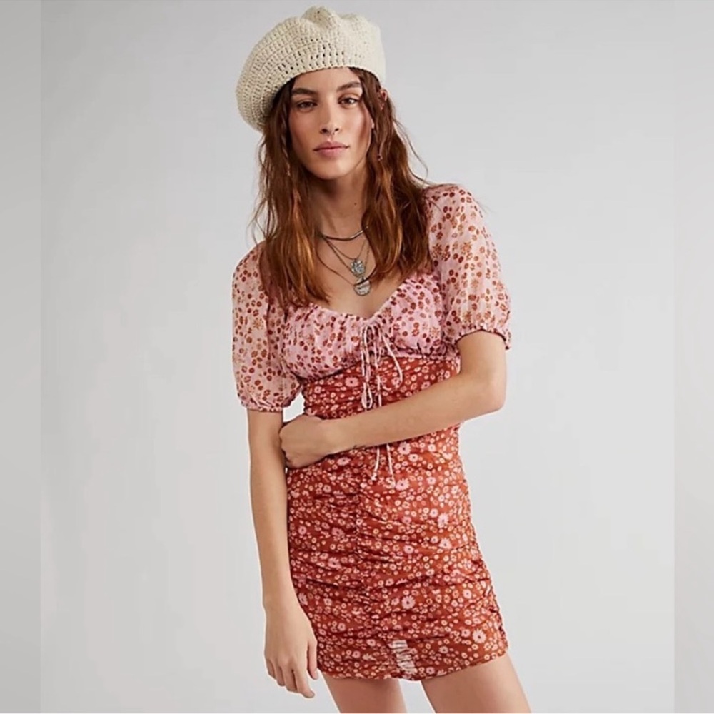 Free People Tessa floral ruched dress